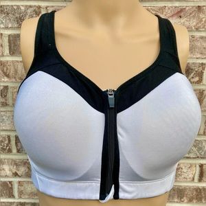 White & Black Champion Front Zip Sports Bra